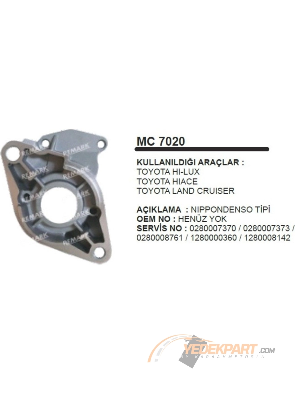 PİNYON KAPAĞI N.DENSO TOYOTA HI-LUX 11 DIS