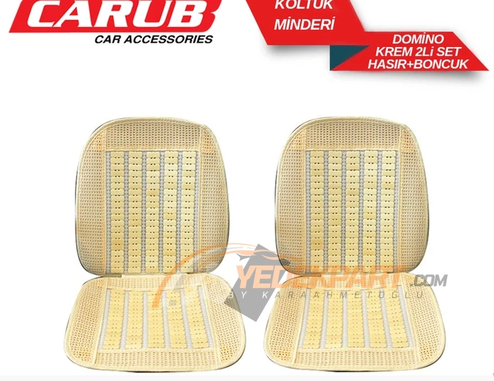 CARUB KOLTUK MİNDERİ HASIR-BONCUK DOMİNO KREM 2 Lİ