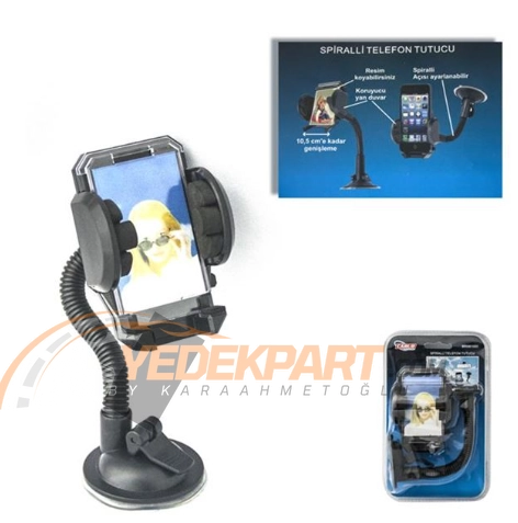 Telefon Tutucu Spiralli Vantuzlu Vakum