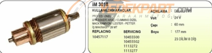 MARŞ KOLLEKTÖRÜ DELCO T. 24V 8 DIS 28MT BMC PROF.