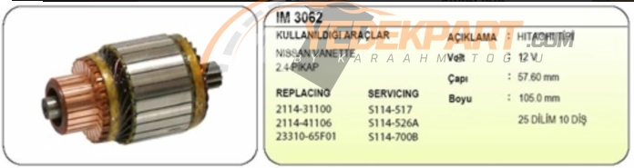 MARŞ KOLLEKTÖRÜ HITAC.T. 12V  NISSAN VANETTA