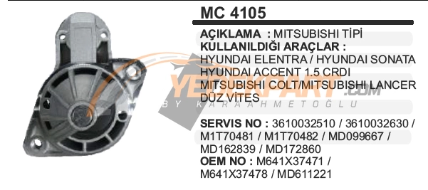 PİNYON KAPAK  MITSUBISHI T. HYUNDAI ACCENTELENTRA