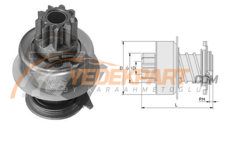 MARŞ DİŞLİSİ BOSCH T. 9D VW TRANS. 1.92.1 92 TERS Bosch 1006209423, 9001042013, 9001042032 ,130995,WAI 4-604 WPS 549133 BOY:74  ÇAP:25.8  KANAL:10