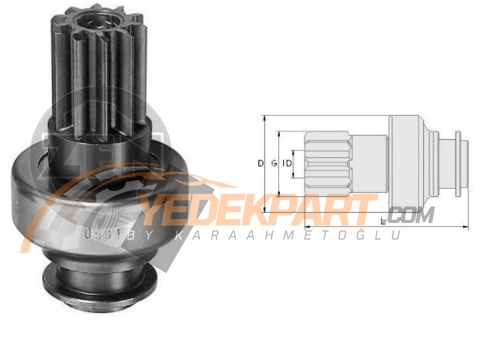 MARŞ DİŞLİSİ LUCAS T. 10D FATİH KAMYON 15564, UMD5561, FM 42564, TNB173, CG 133683 BOY:100  ÇAP:32  KANAL:12