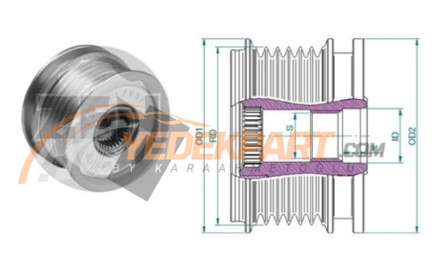 RULMANLI KASNAK BOSCH T. M.SPRINTER 208-210-310 INA 535000310, 535001310, F-225644, KAS901310, BRD 2015377, WPS 2491254, Valeo 2547128, 588044, 593495