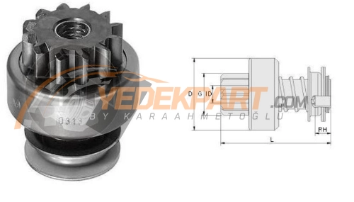 MARŞ DİŞLİSİ BOSCH T. 12D  FORD TRANSİT DİZEL ZEN313, FM 52862, UMD5658, BRD 1170313, Bosch 2006209407, 2006209437, 2006209737 Cargo 131711